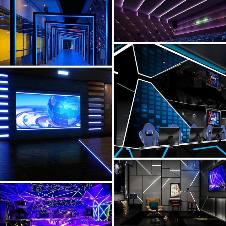 HOMMAND LED-Aluminiumprofil, 10 x 1 m, U-Form, Set mit Diffusor, Eckverbinder, Klebstoff, Endkappen