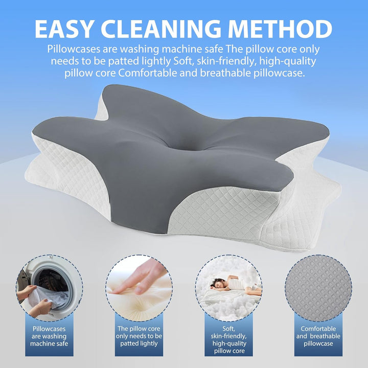 Anluoamfuy Nackenkissen Kopfkissen, 2 in 1 Ergonomisch Seitenschläferkissen für Seiten, Rücken &amp; Bau