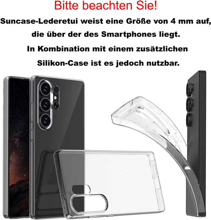 Suncase Etui Tasche kompatibel mit Samsung Galaxy S25 Ultra 5G Hülle mit ZUSÄTZLICHER Case Lasche mi