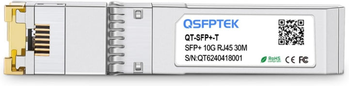 QSFPTEK Newest 10GBASE-T SFP+ RJ45 Transceiver up to 30m, 10G SFP+ to RJ45 Copper Mini-GBIC Modul wi