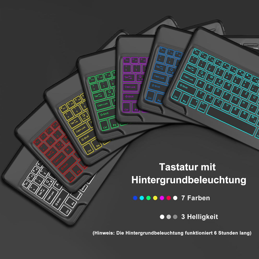 Hülle Tastatur für Lenovo Idea Tab Plus 12.1 Zoll 2025 Schwarz RGB, Schwarz RGB