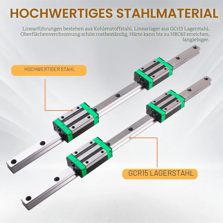 HGR20 Linearführung set 2 Stücke HGR20-1200 mm Linearführungsschiene + 4 Stück HGH20 Gleitblock für