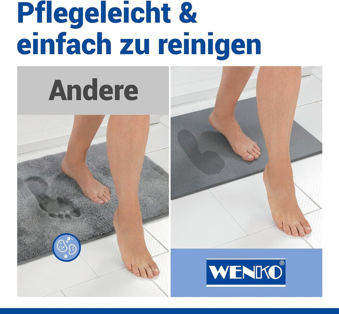 WENKO Badezimmervorlage Mod. Simi aus Kieselgur, hygienische Saunamatte rutschfest, natürlich und la