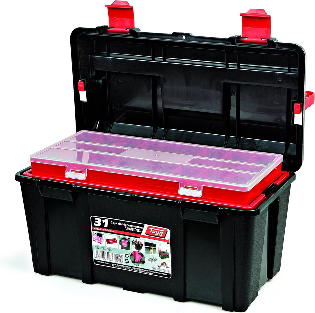 TAYG TOOLBOX Werkzeugkasten aus Kunststoff Nr.31 Sortimentkoffer Nr. 31 mit Einlage und Box 445 x 23