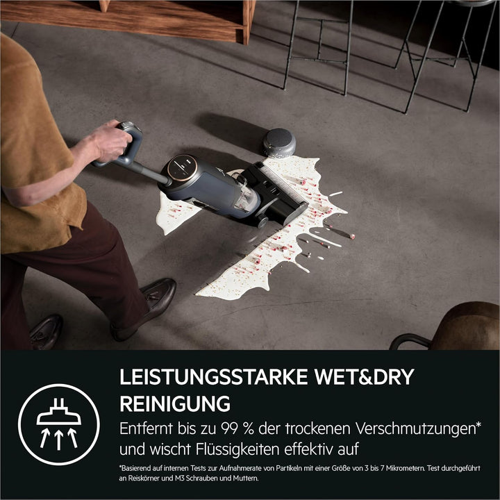 AEG Nass- und Trocken Akku Staubsauger, mit Wischfunktion, Wet&amp;Dry, Kabellos, Beutellos, Hartboden,
