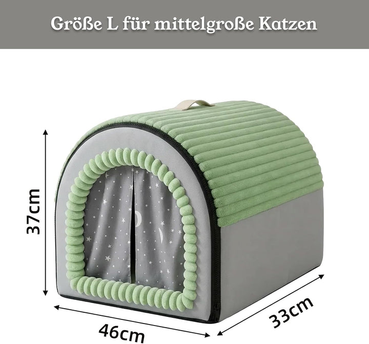 Zelt-Katzenbett Grösse, geschlossener Schlafplatz für Katzen, bietet eine ruhige und gemütliche Umge