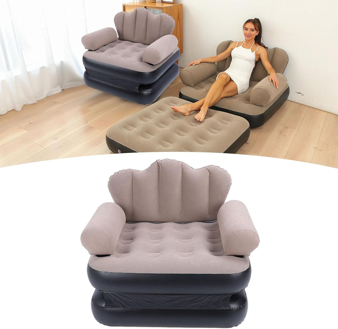 Jectse Aufblasbares Schlafsofa, Aufblasbare Couch-Matratze mit Verdicktem Beflocktem PVC, Tragbare F