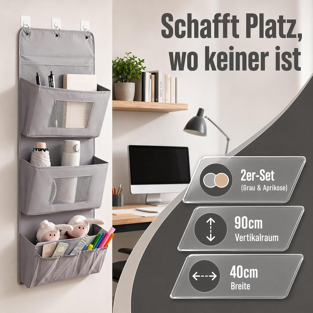 2Stück Hängeorganizer 3Schichten 40x90cm Waschbar Wandorganizer Faltbarer