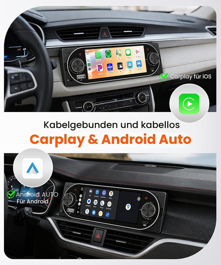 Rimoody Autoradio 1 Din 5,1 Zoll mit Wireless CarPlay - Android Auto, Bluetooth 5.2, 5.1“ IPS Touchs