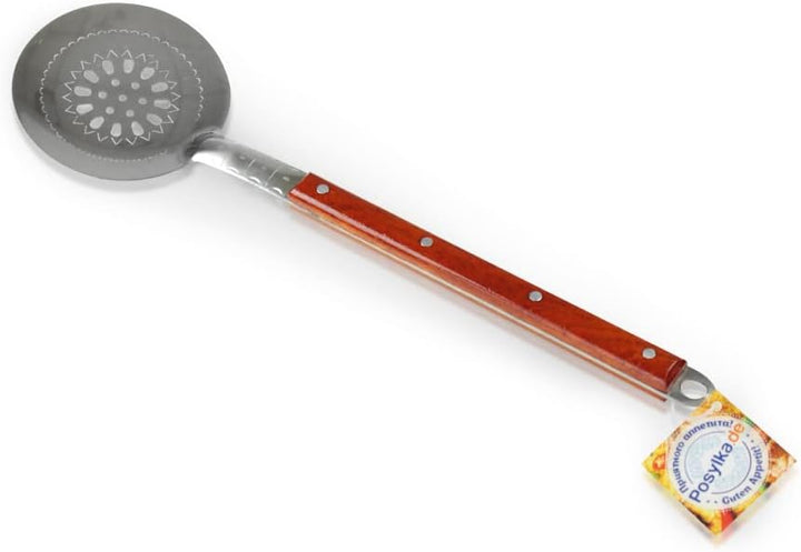 Gusseisen Kazan 6L Aluminiumdeckel Schaumlöffel für Plov, 40 cm, Schöpflöffel für Plov, 40 cm Uzbeki