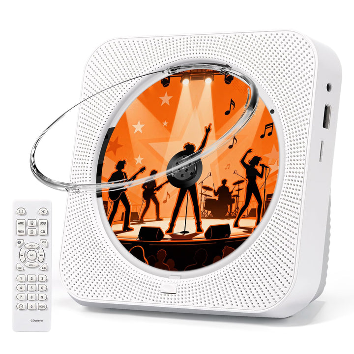 CD Player mit Bluetooth 5.1 und Staubschutzdeckel (White-1), White-1