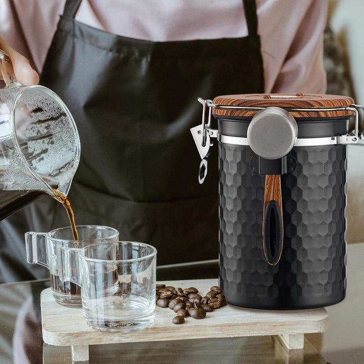 Kaffeedose, Kaffeedose Luftdicht Kaffeebohnen Behälter Edelstahl Kaffeebehälter Vorratsdose Vakuu Do