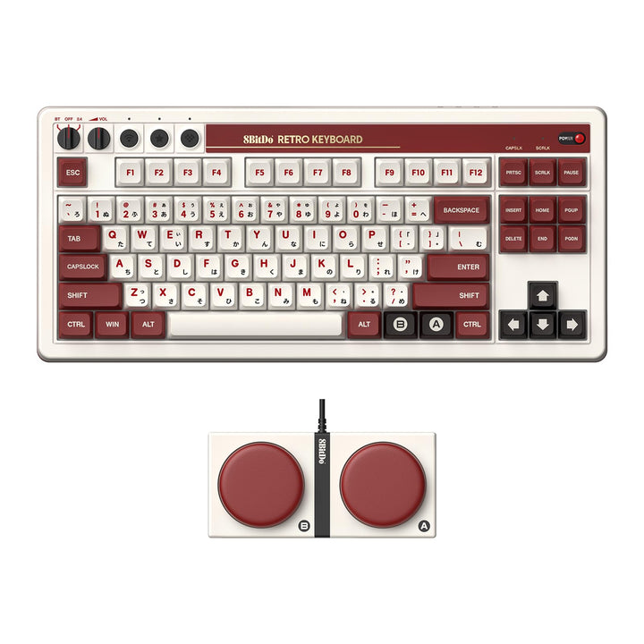 8Bitdo Retro Mechanical Keyboard, Bluetooth/2.4G/USB-C Hot Swappable Gaming Keyboard with 87 Keys, D