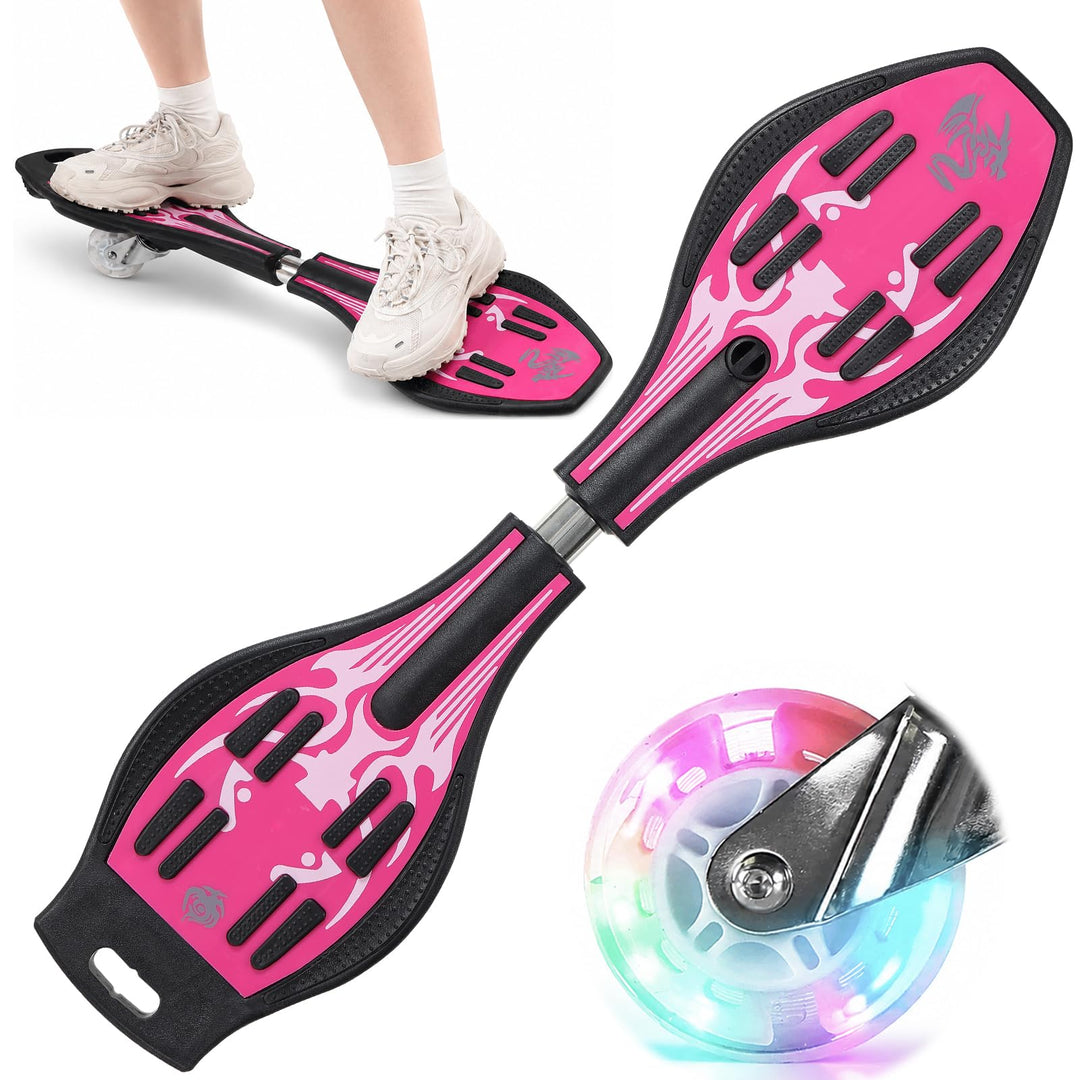 Waveboard Snakeboard Kinder LED Rollen, Caster Board | Anti-Rutsch-Oberfläche, 180° Drehung, leicht