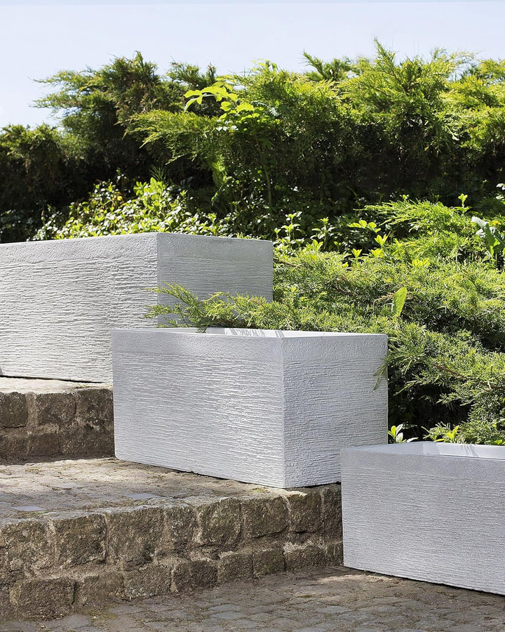 Praktischer Blumentopf 60 x 29 x 30 cm Steingemisch weiss Myra