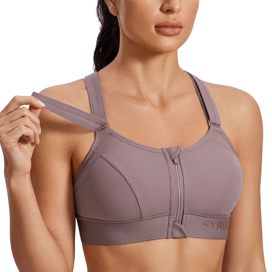 SYROKAN Sport BH Damen Starker Halt Ohne Bügel BHS Vorderverschluss Gepolstert Bügellos Guter Halt 7