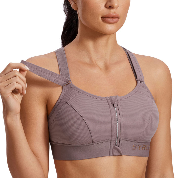SYROKAN Sport BH Damen Starker Halt Ohne Bügel BHS Vorderverschluss Gepolstert Bügellos Guter Halt 7