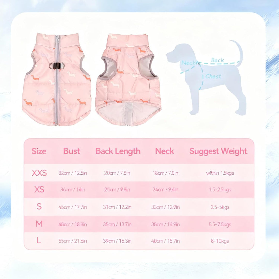 Hundemantel Winter Hundejacke Warme Hundemantel für Kleine Hunde Winddichte Hundeweste mit Geschirr