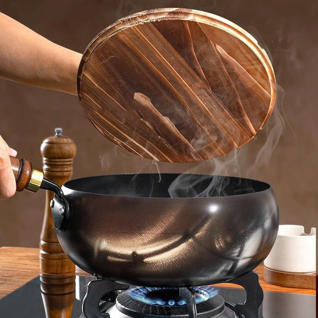 Eisentöpfe Zum Kochen, Holzgriff Handgefertigte Eisenpfanne Chinesischer Wok Antihaftpfanne 24cm Dur