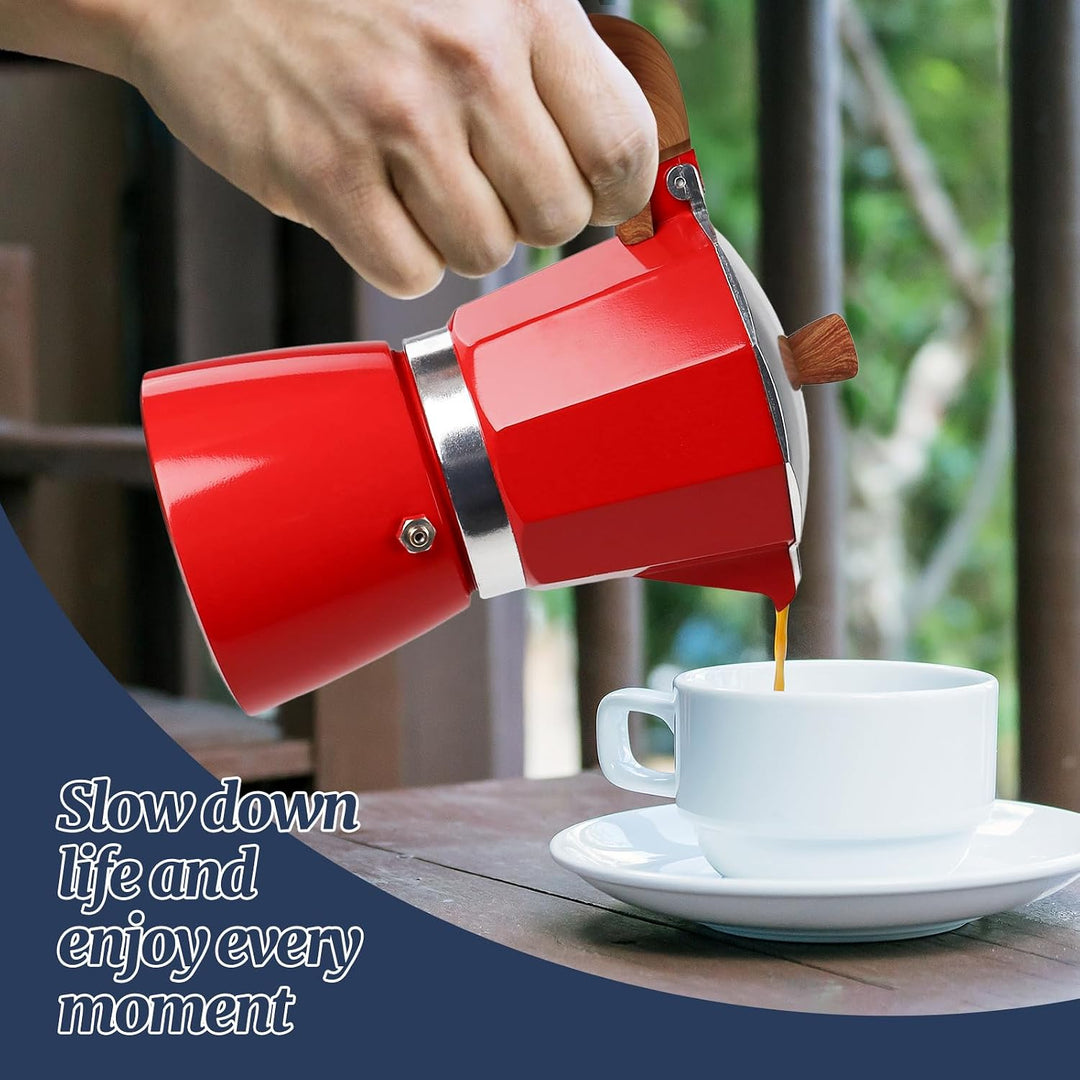6 Tasse Mokka Kanne aus Aluminium 300 ml italienische Rot 6 Tasse, Rot 6 Tasse