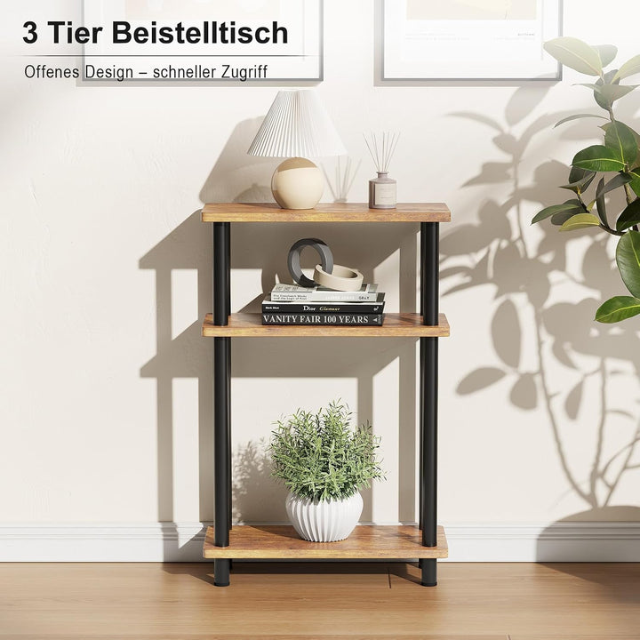 YOUDENOVA Beistelltisch Holz, Beistelltisch Schmal, 40x18x61.5 cm, 3 Tier Kleiner Tisch Für Wohnzimm