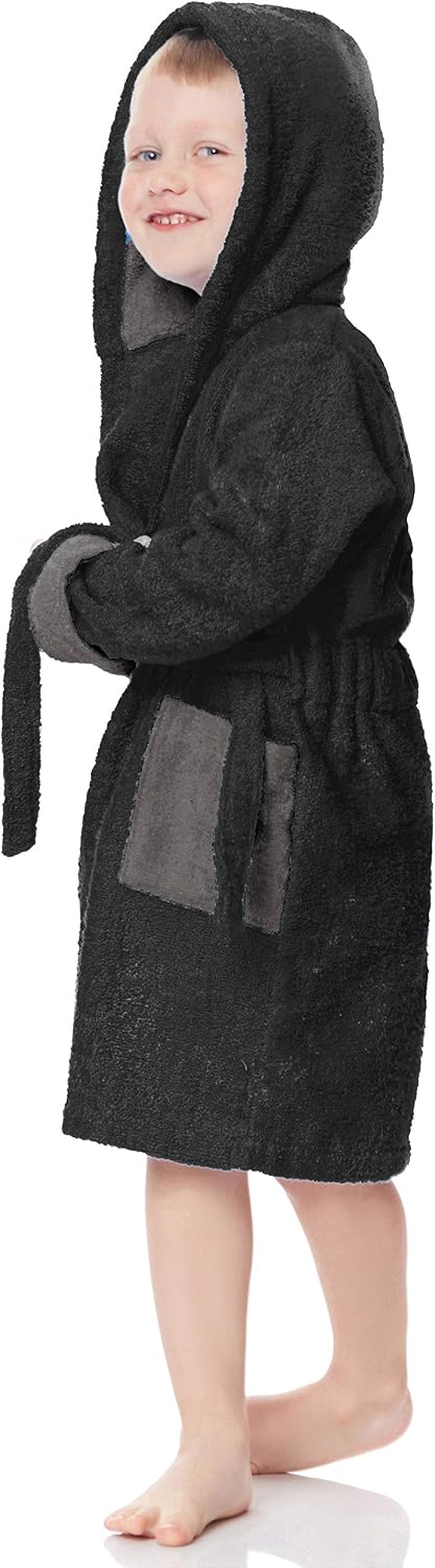 Ladeheid Kinder Bademantel Schwarz LA40-103 98-104 Schwarz/Graphite (D16/D07), 98-104 Schwarz/Graphi