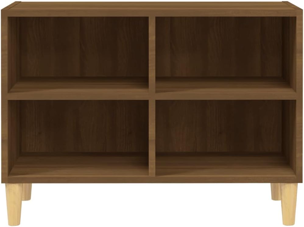 homiuse TV-Schrank mit Massivholz-Beinen Braun Eiche-Optik 69,5x30x50cm TV Board Hochglanz Fernsehsc