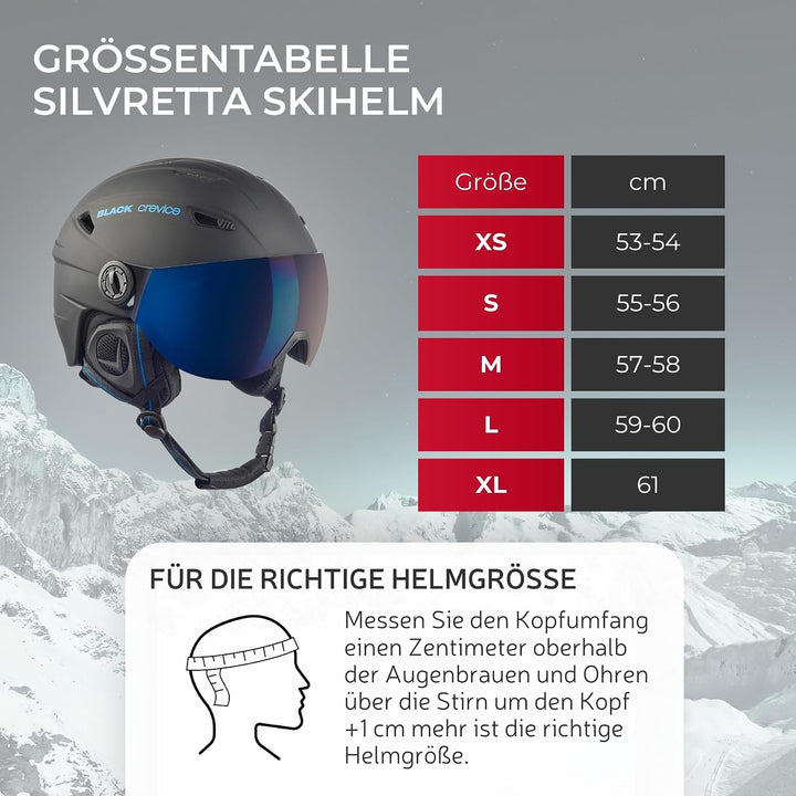 Black Crevice Skihelm Silvretta I Skihelm mit Visier im Pilotenstyle I Skihelm Herren &amp; Damen I Skih