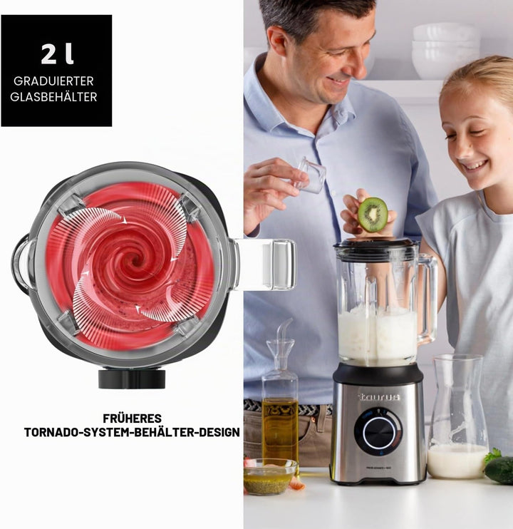 Taurus - Leistungsstarker Standmixer Prior 1800W | 20 Geschwindigkeiten | 4 Programme | Eiscrusher |
