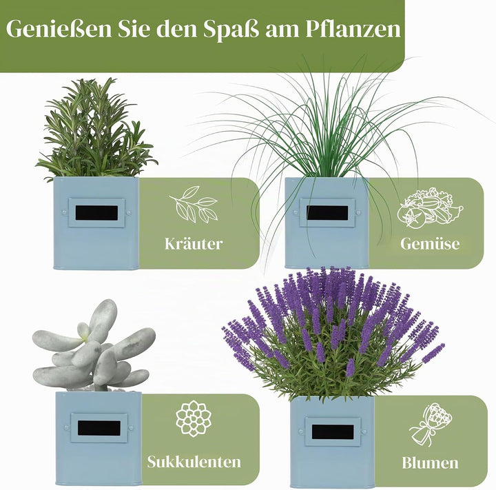 PERFNIQUE Kräutergarten für den Innenbereich, Kräutergarten-Pflanzgefäss-Set mit Tablett, Bauernhaus