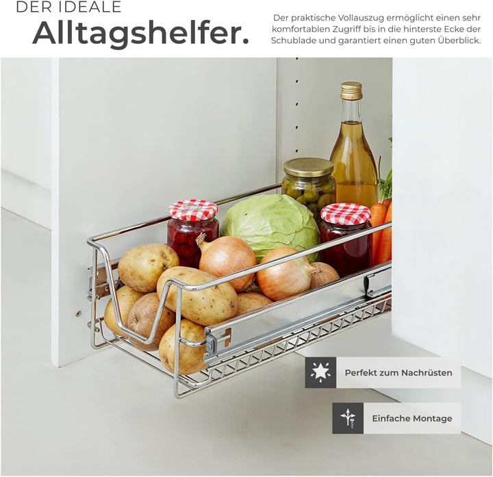 tectake® Teleskopschublade, ausziehbare Schublade, Teleskopregal nachrüsten, Schublade Unterschrank