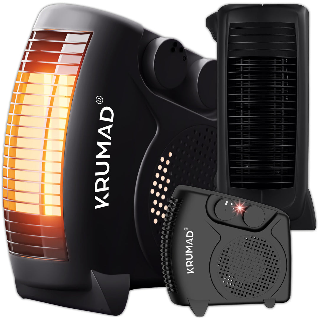 KRUMAD Heizlüfter 2000 W, Elektrische Heizung mit Thermostat &amp; 2 Heizstufen, Energiesparender Elektr