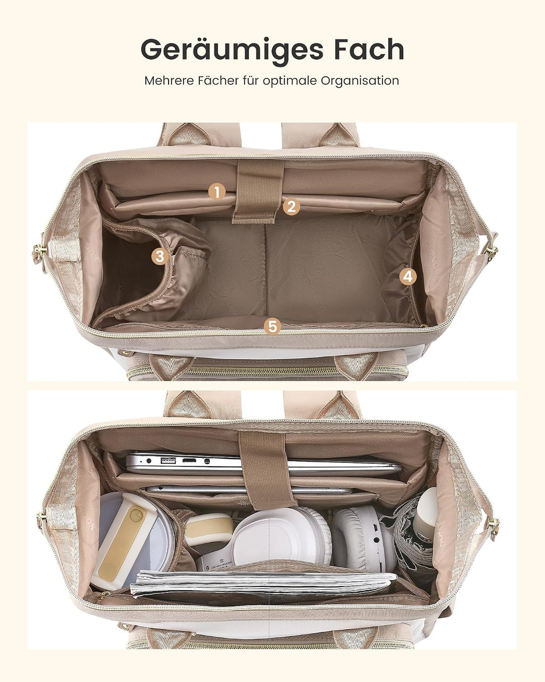 LOVEVOOK Rucksack Damen, 15,6" Laptop Schulrucksack Teenager Backpack Women A-khaki-beige M, A-khaki