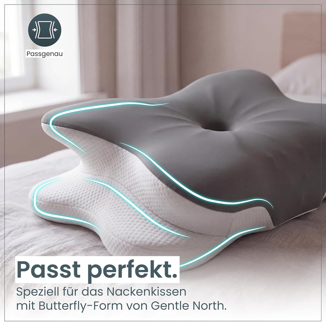 Gentle North Bezug für Nackenstützkissen - waschbarer Bezug bei 40°C Ersatzbezug Grau, Ersatzbezug G