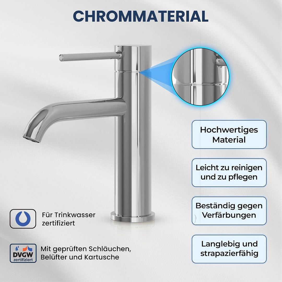 Søvang Wasserhahn Bad – Waschtischarmatur 18,3 cm, Waschbeckenarmatur Chrom, Anti-Fingerprint &amp; Einf