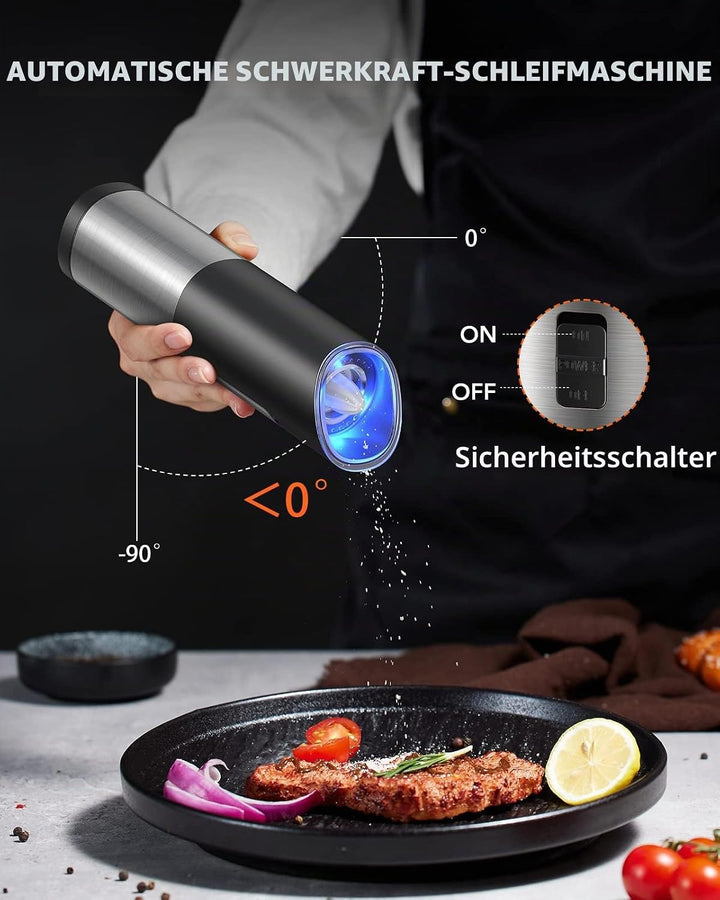 FORLIM Elektrisches Salz und Pfeffermühlen, Automatisches Schwerkraftmahlen Pfeffermühle, Einstellba