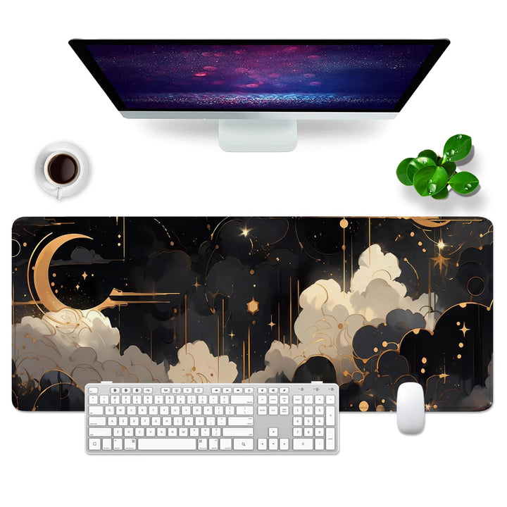 Schreibtischunterlage xl Mauspad Mond 80x30 cm Gross Gaming Mousepad Wolken PC Professionelle Gamer