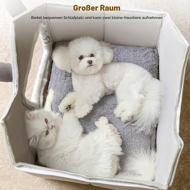 Galatée Katzenhöhlenbett, Warmes Und Gemütliches Plüsch-Katzen-Iglu, Waschbares Hundebett Mit Abnehm