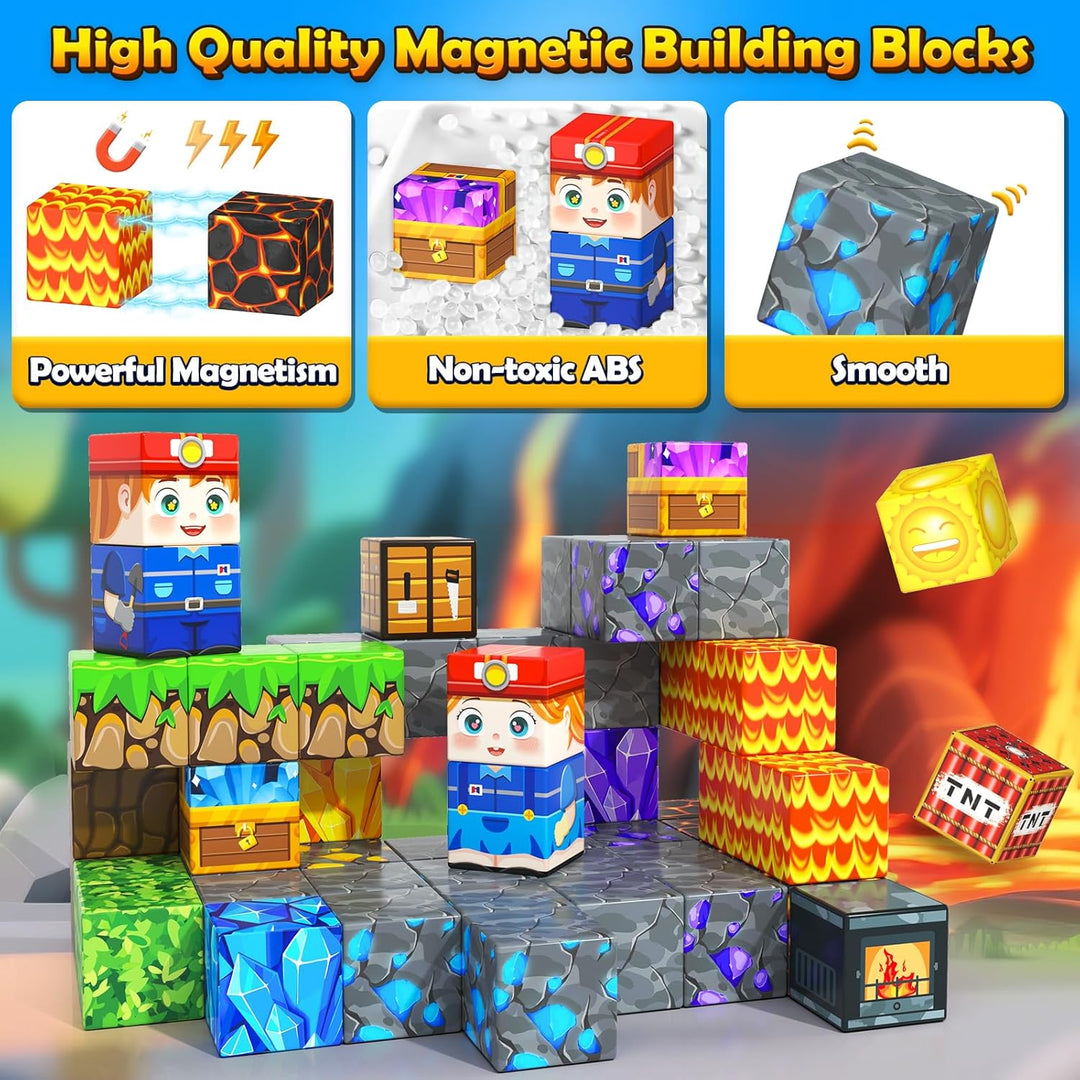 Soyee Magnetische Bausteine Reisespielzeug mit Metallbox Magnetisches Konstruktionsspielzeug Reisen