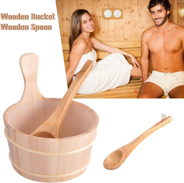 Sauna Eimer Mit Kelle Aus Hochwertigem Finnischen Kiefern-Holz | Saunakübel, Aufgusseimer | Langlebi