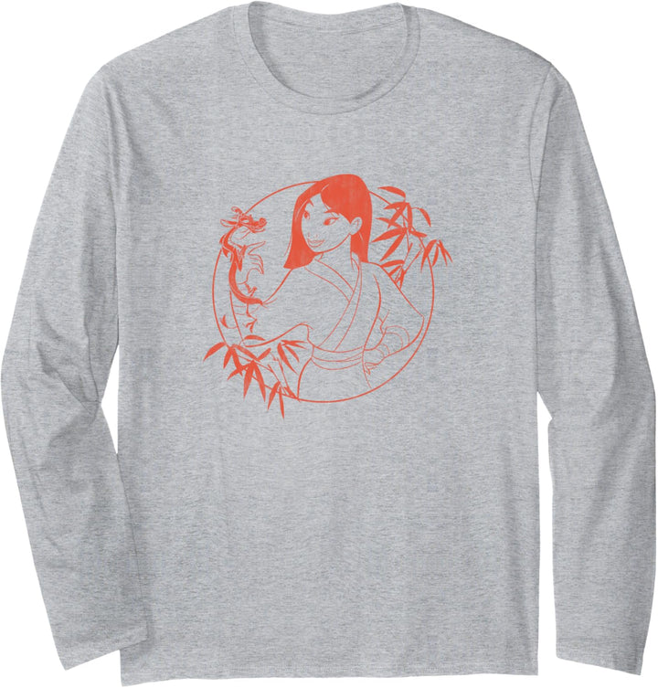 Disney Mulan &amp; Mushu Bamboo Portrait Outline Langarmshirt