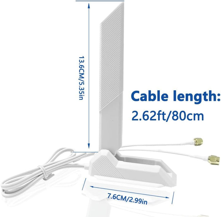 JINTAI High Gain 9dBi Tri-Band WiFi 6E Antenne mit Magnetfuss für ASUS für PC Desktop Computer - Omn