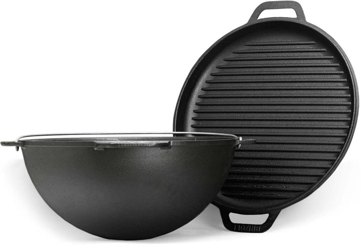 10L Kazan mit Ø36 Uchag Utschak Utschag 2mm stahl Kessel mit Deckel-Grillpfanne aus Gusseisen Kasan
