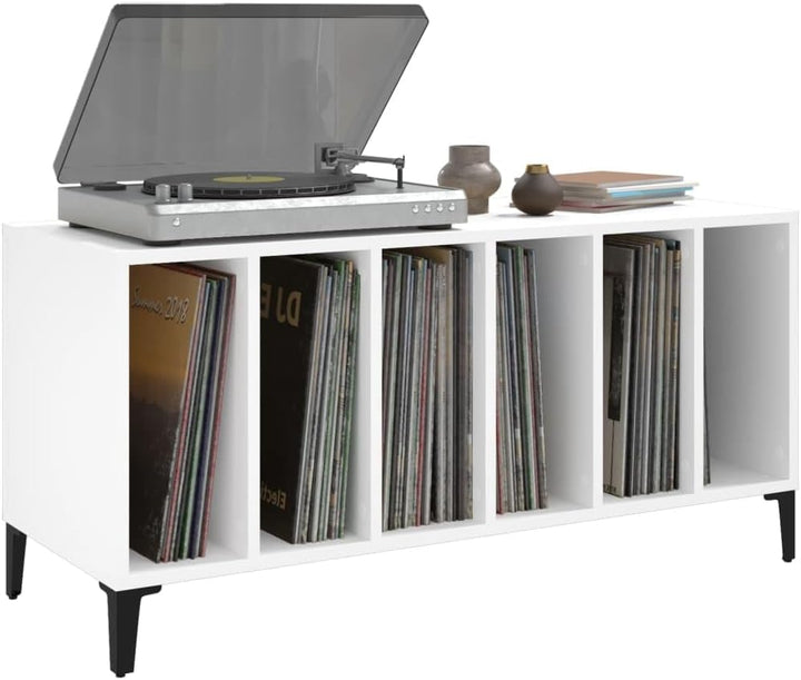Homgoday Schallplattenschrank, weiss, 100 x 38 x 48 cm, Holzwerkstoff, Vinyl-Schallplattenaufbewahru
