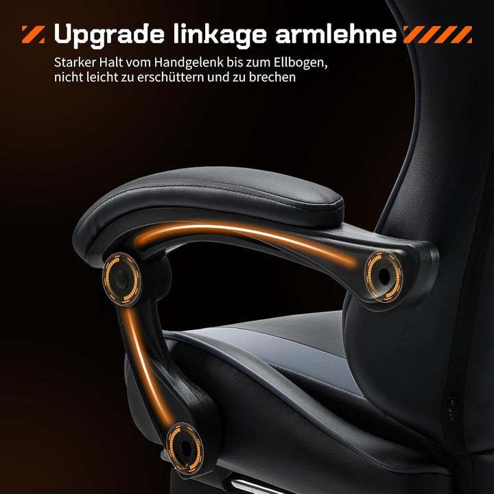 Sweetcrispy Gaming Stuhl,Ergonomischer Bürostuhl mit Fussstütze,Gamer PC Stühle mit Kopfstütze Lende