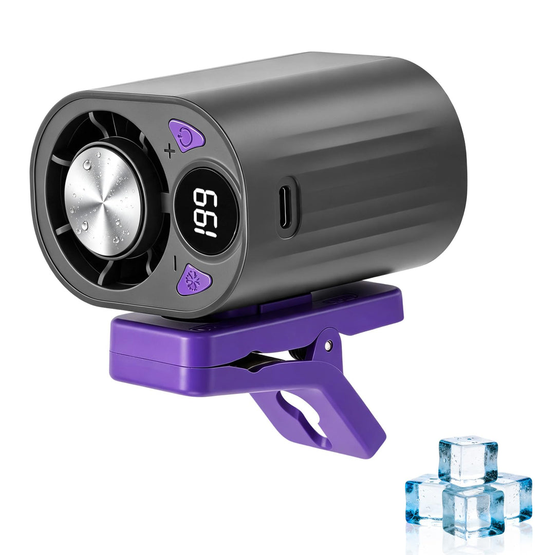 Jognee Clip-on Halbkühl Ventilator für Auto, 360° drehbar mit LED-Display
