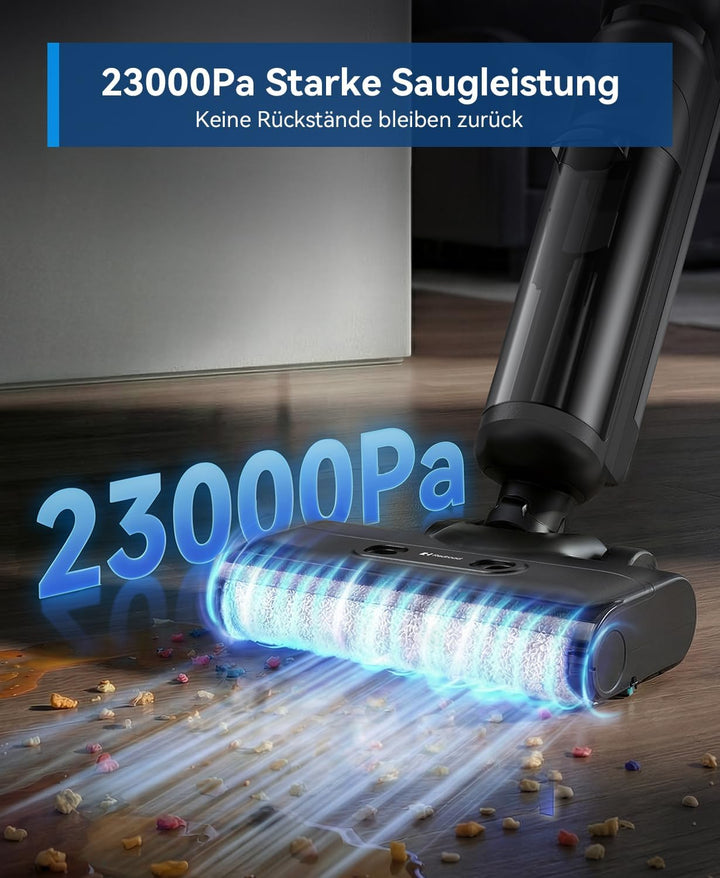 H13 Nass Trockensauger, kabelloser Nass-Trocken-Sauger, 23.000 Pa Staubsauger mit Wischfunktion, 75