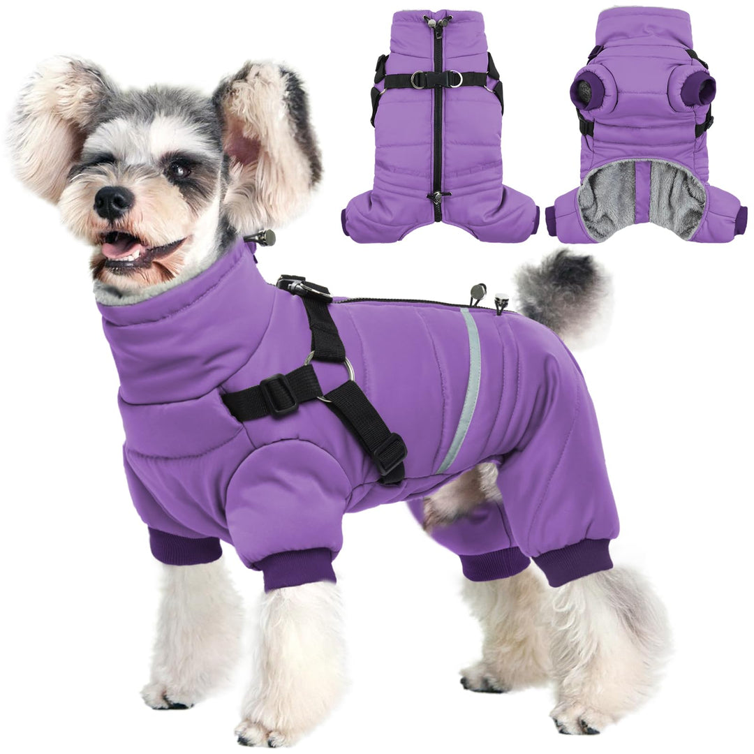 Wasserdichter Hundemantel, Hundejacke mit Geschirr, Wintermantel Hund für kleine Mittel Grosse Hunde