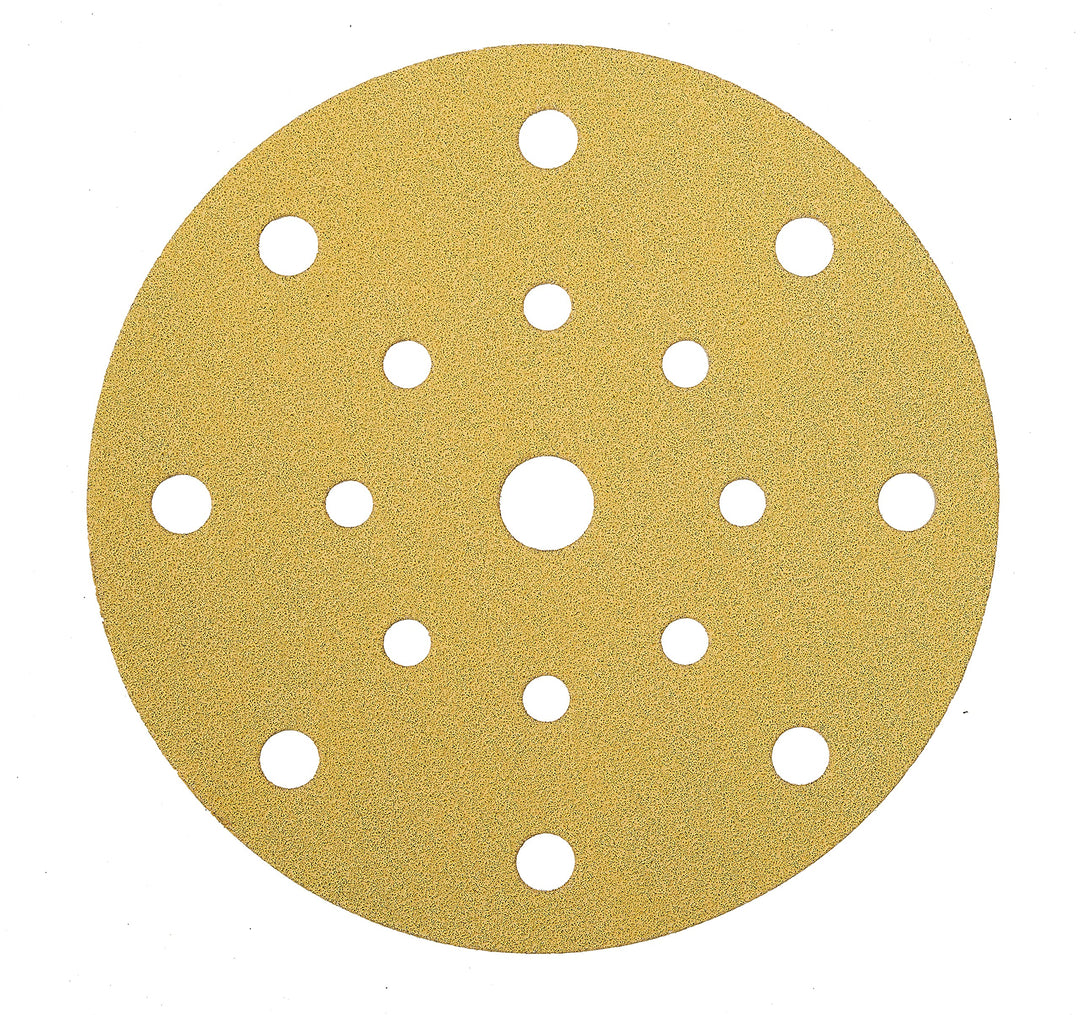Mirka Gold Universal-Schleifpapier Ø 150mm Klett 17-Loch / Korn P400, 100 Stk / Zum Schleifen von Gi