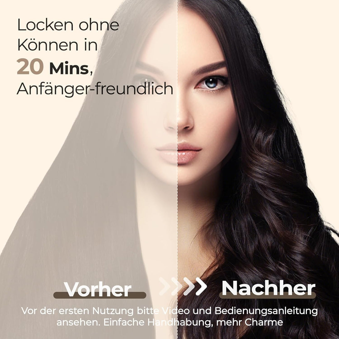 PRITECH Automatischer Lockenstab Welleneisen für Haare - 32mm Beach Waves Lockenstab 3 Temperaturen